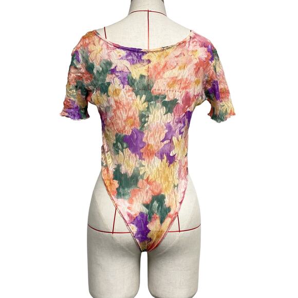 Vintage Reflex Womens Floral Lace Stretch Bodysuit - Picture 6 of 6